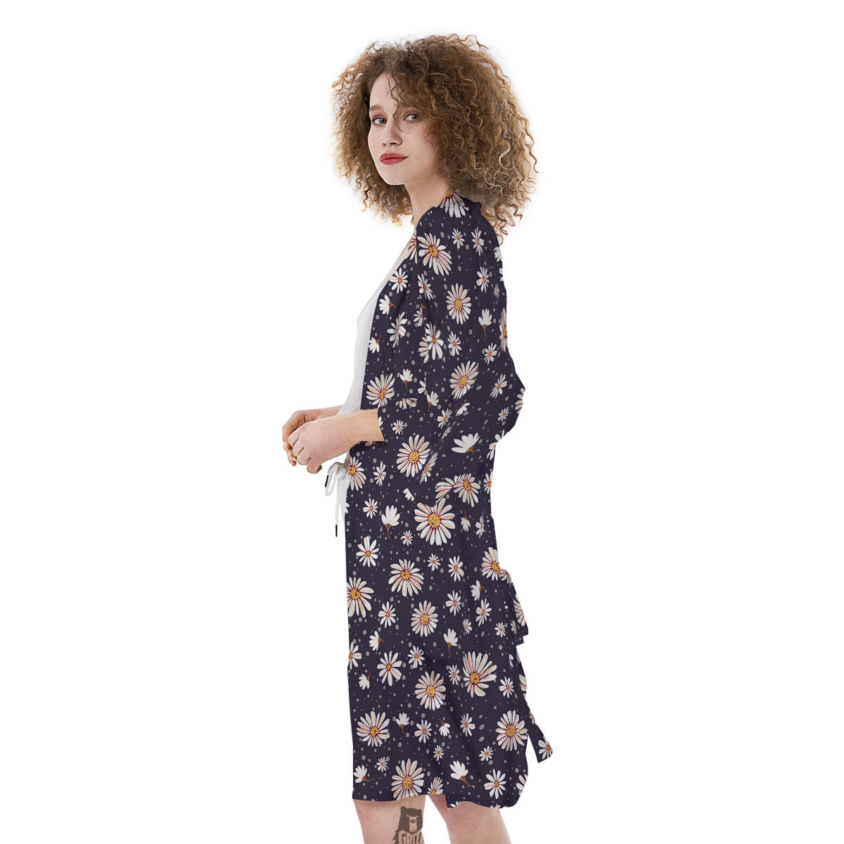 Daisy Flower Polka Dot Print Pattern Kimono-grizzshop