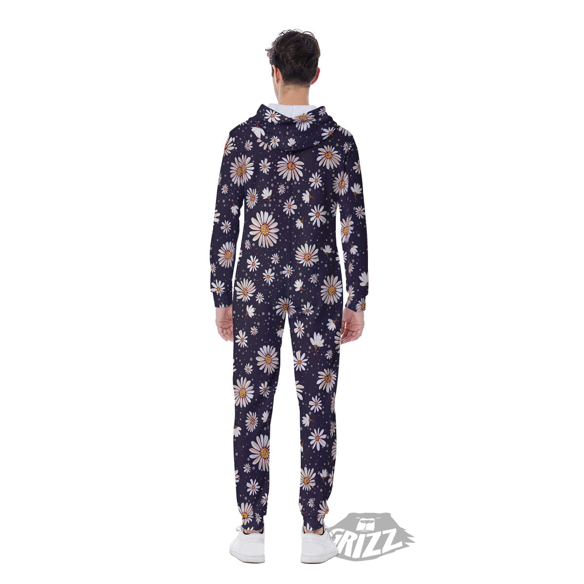 Daisy Flower Polka Dot Print Pattern Men's Jumpsuit-grizzshop