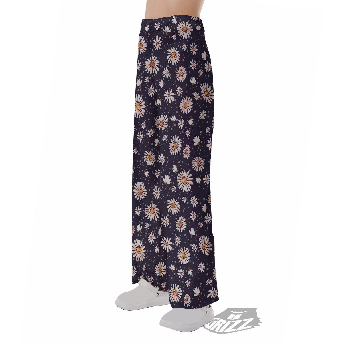 Daisy Flower Polka Dot Print Pattern Pajama Pants-grizzshop