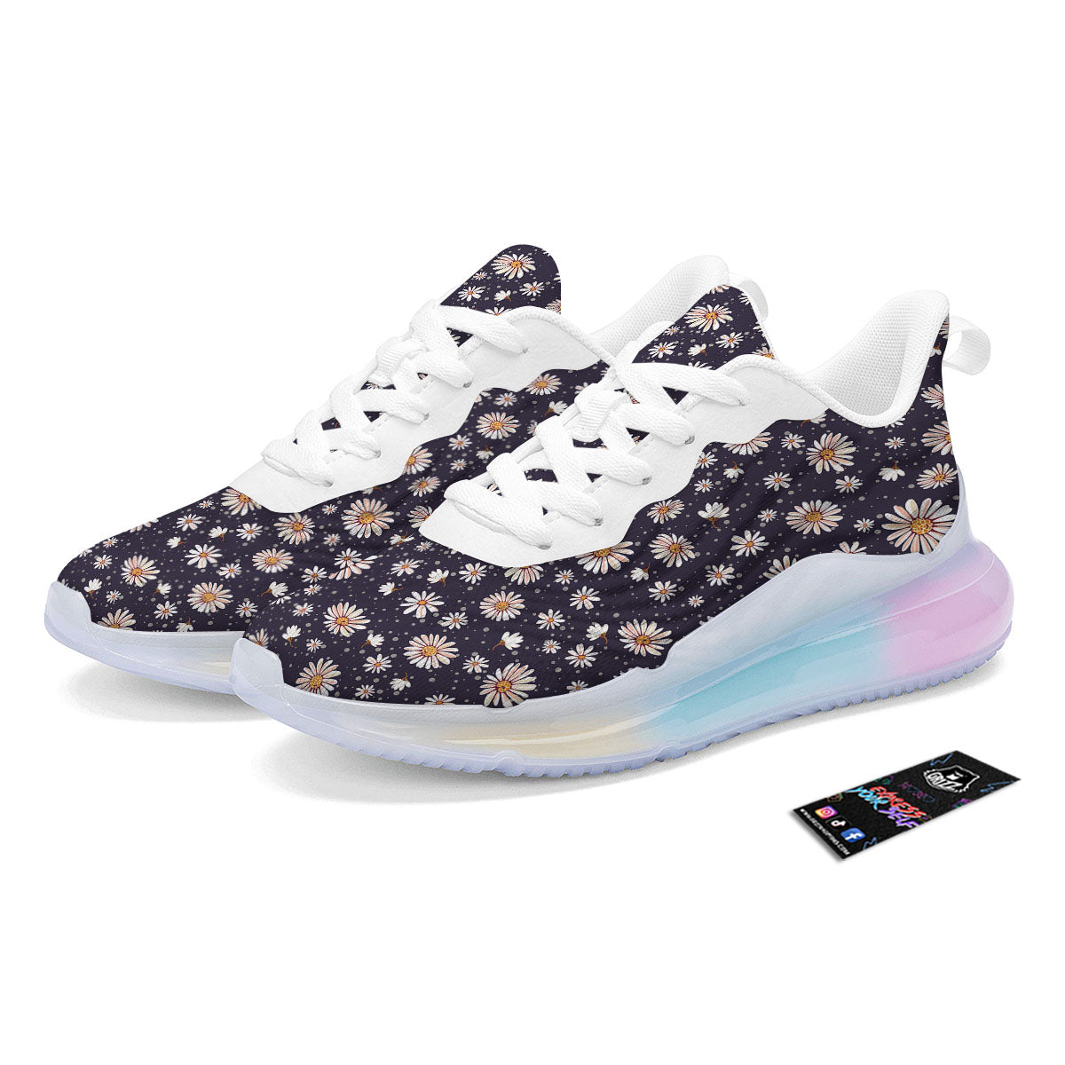Daisy Flower Polka Dot Print Pattern Running Sneakers-grizzshop