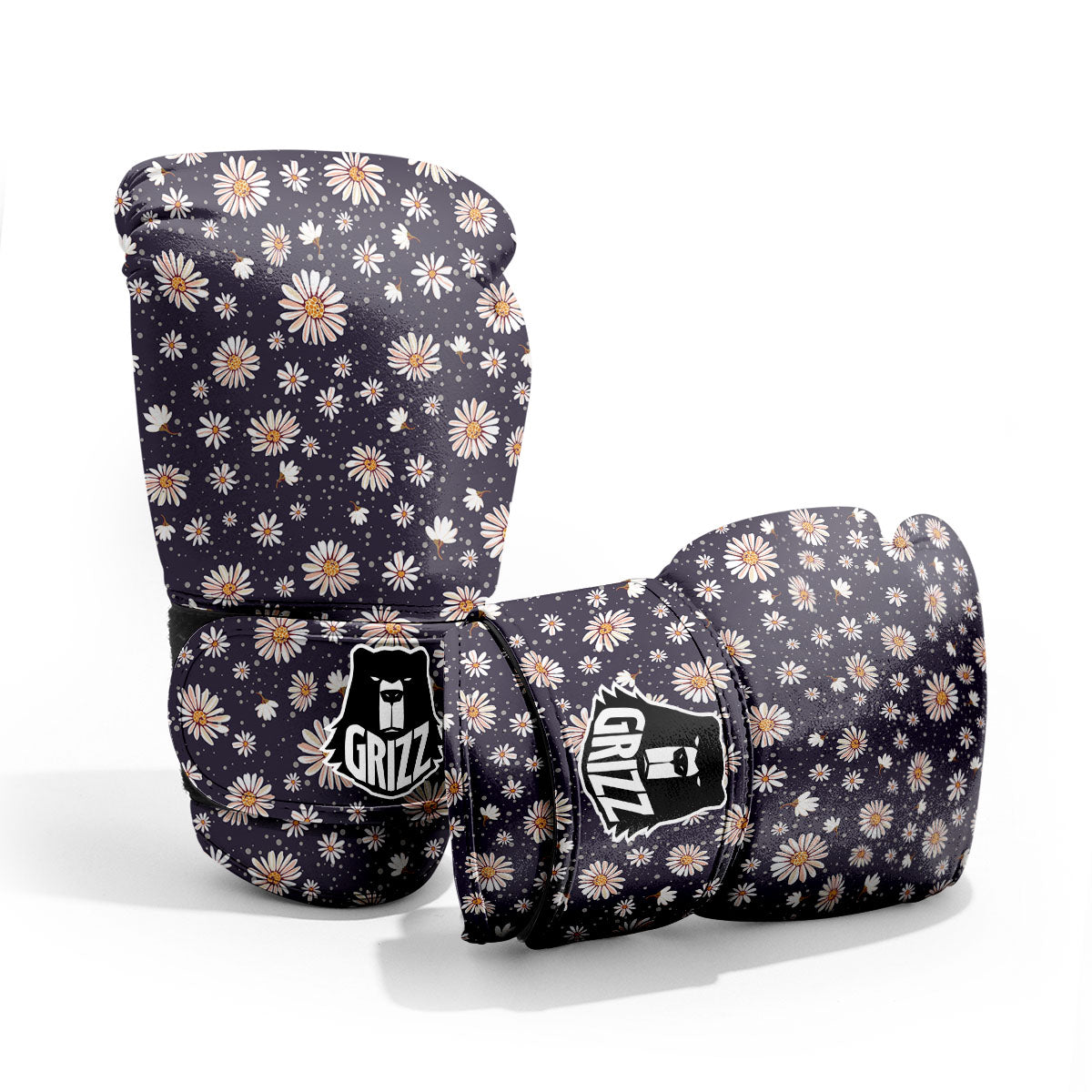 Daisy Flower Polka Dot Print Pattern Pro Boxing Glove