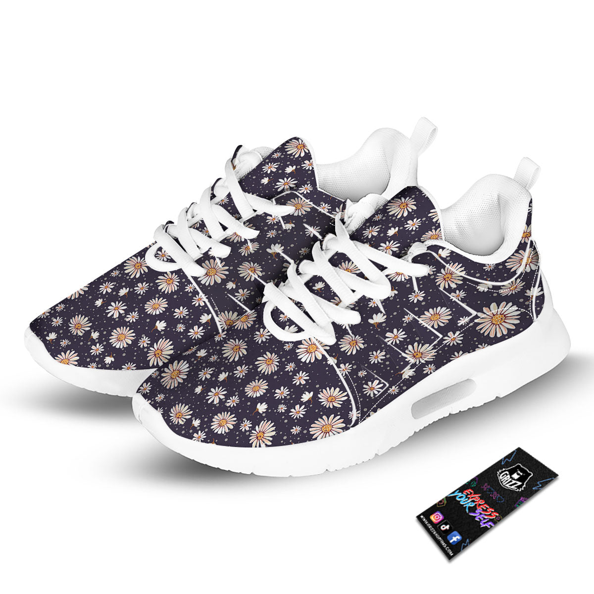 Daisy Flower Polka Dot Print Pattern Tennis Shoes-grizzshop