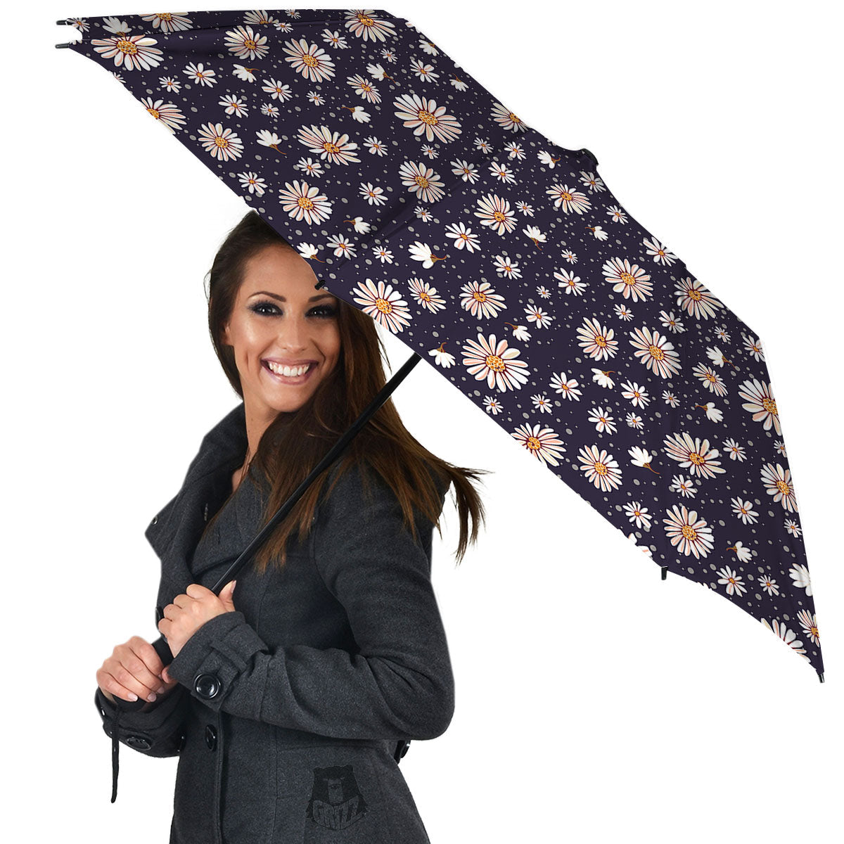 Daisy Flower Polka Dot Print Pattern Umbrella-grizzshop