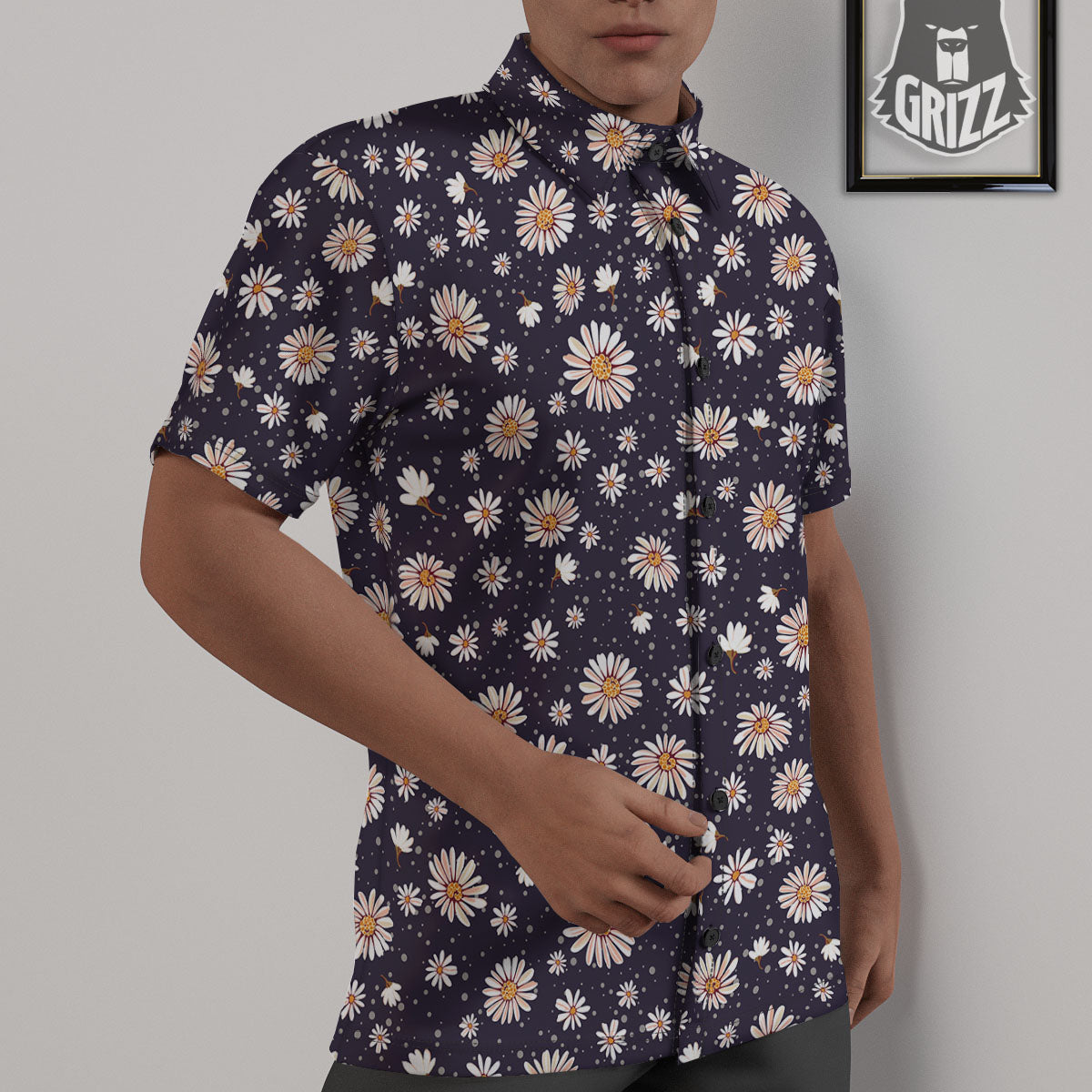 Daisy Flower Polka Dot Print Pattern Untucked Shirts-grizzshop