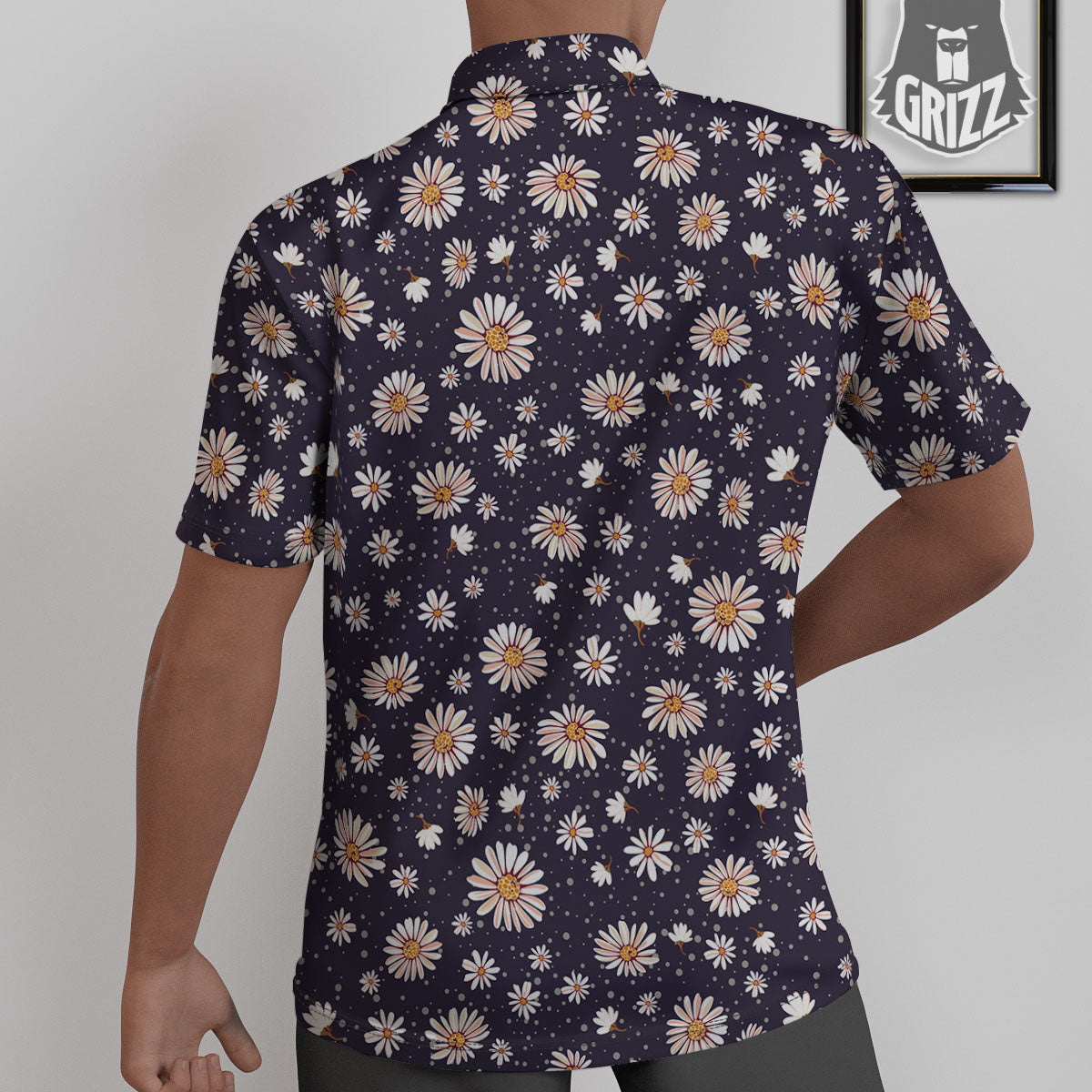 Daisy Flower Polka Dot Print Pattern Untucked Shirts-grizzshop