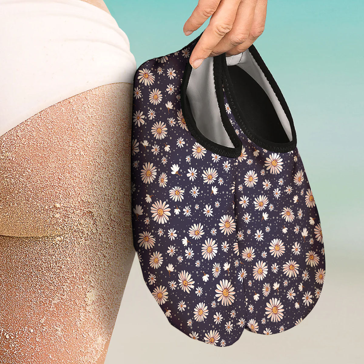 Daisy Flower Polka Dot Print Pattern Water Shoes-grizzshop