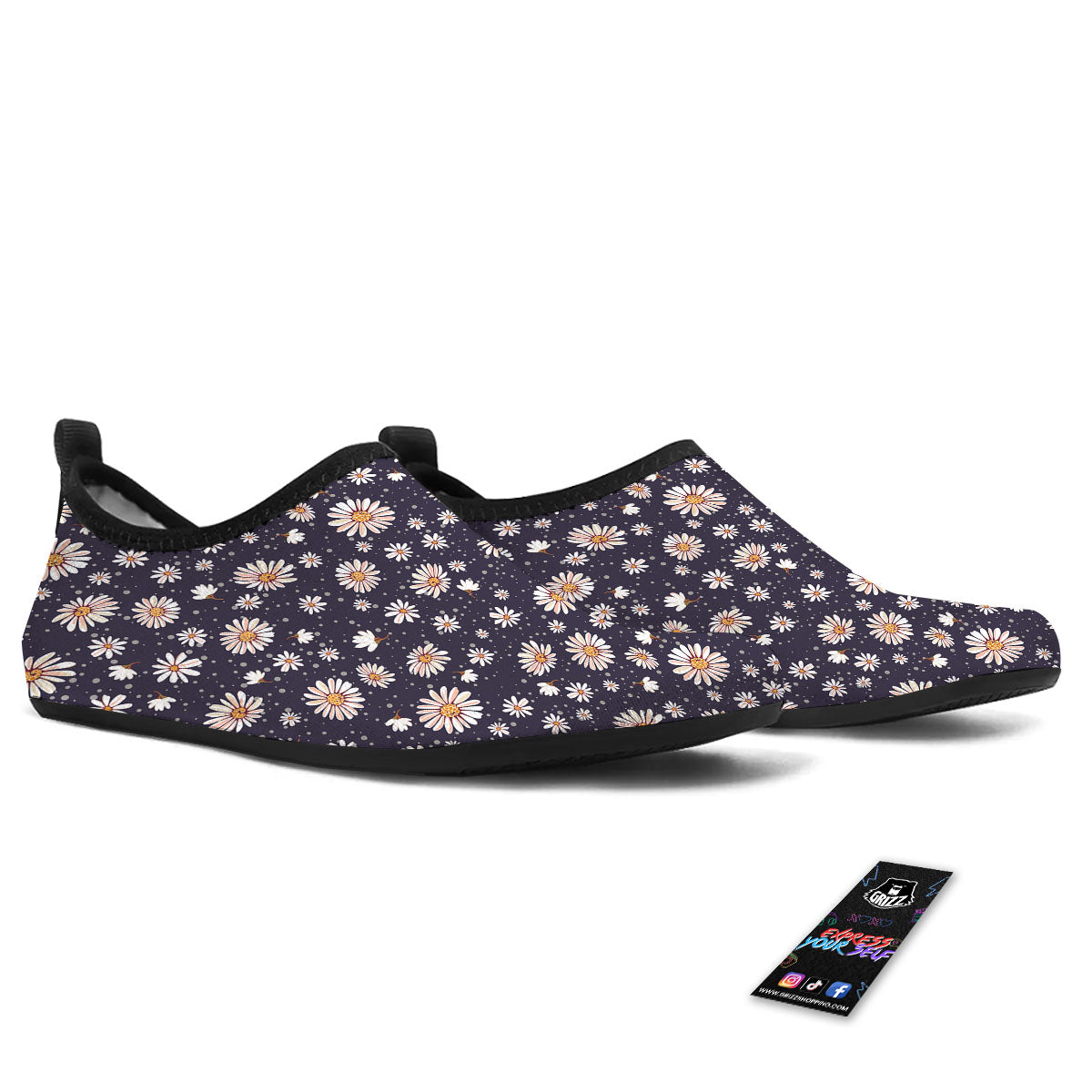Daisy Flower Polka Dot Print Pattern Water Shoes-grizzshop