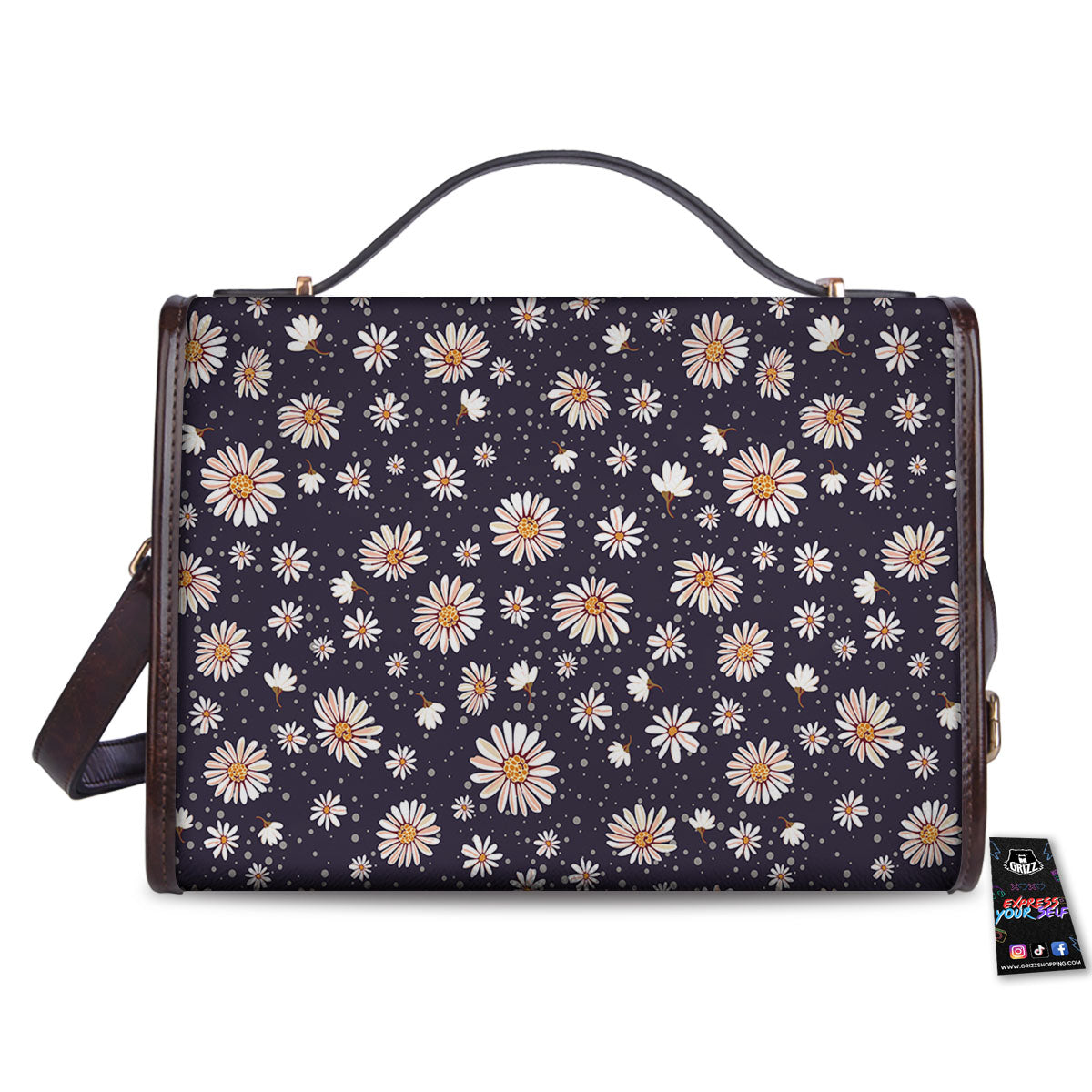 Daisy Flower Polka Dot Print Pattern Women's Satchel Bag-grizzshop