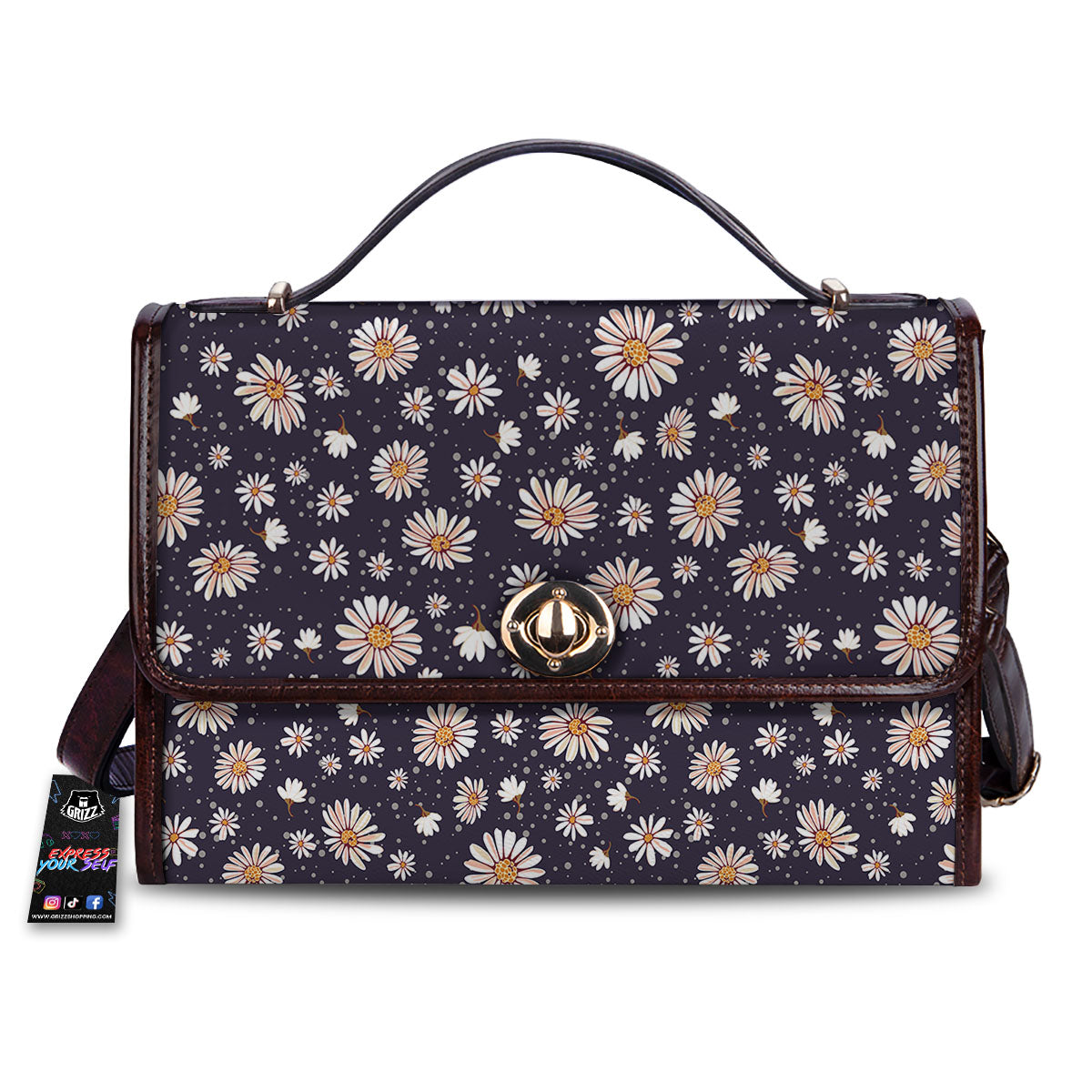 Daisy Flower Polka Dot Print Pattern Women's Satchel Bag-grizzshop