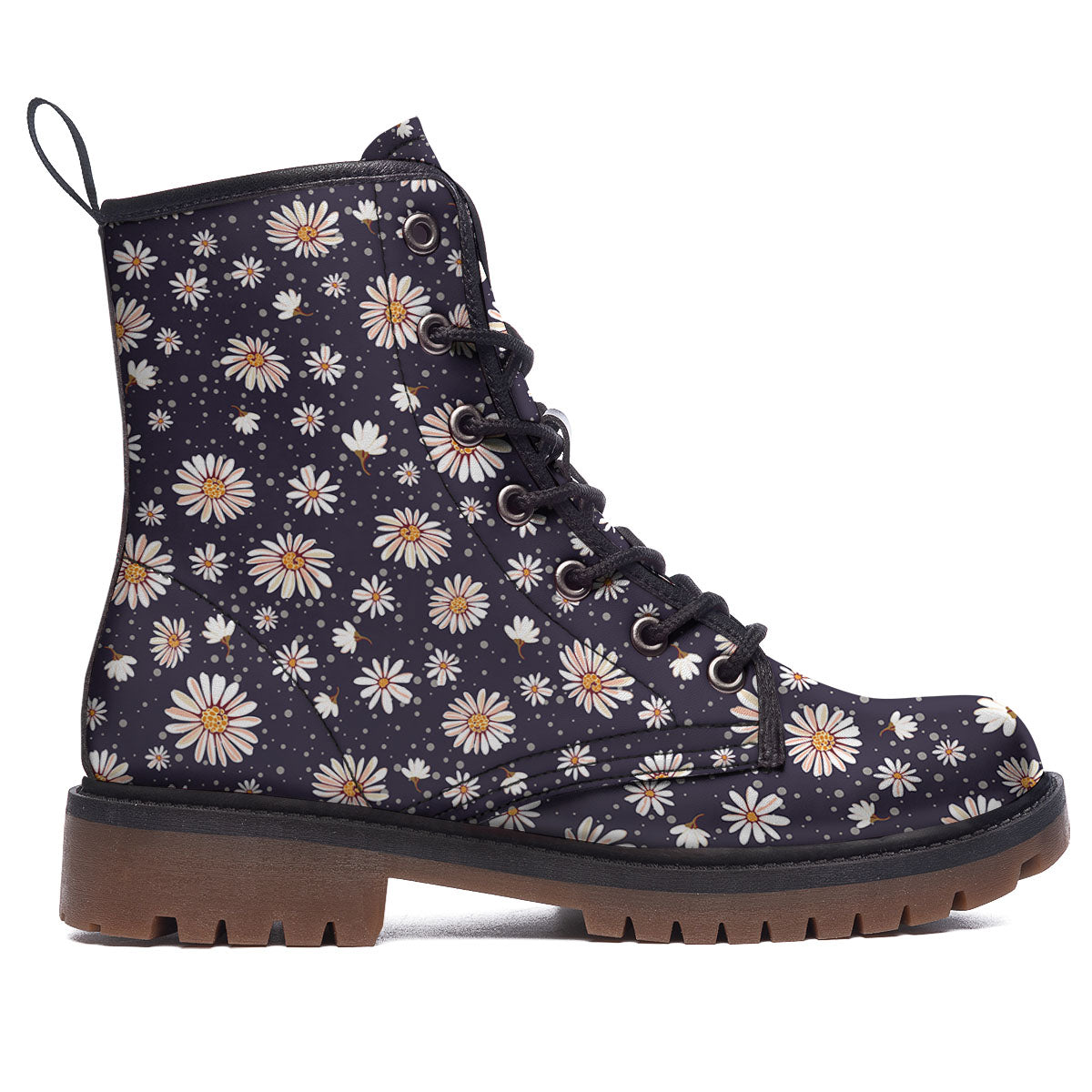 Daisy Flower Polka Dot Print Pattern Work Boots-grizzshop