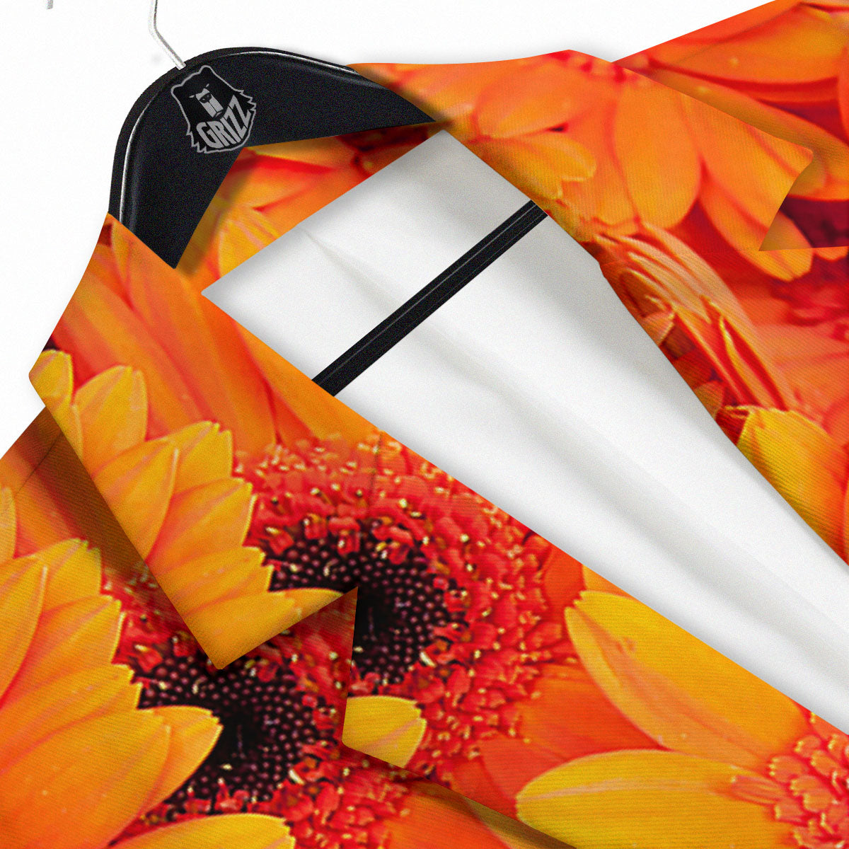 Daisy Orange Flower Print Men's Sport Coat-grizzshop