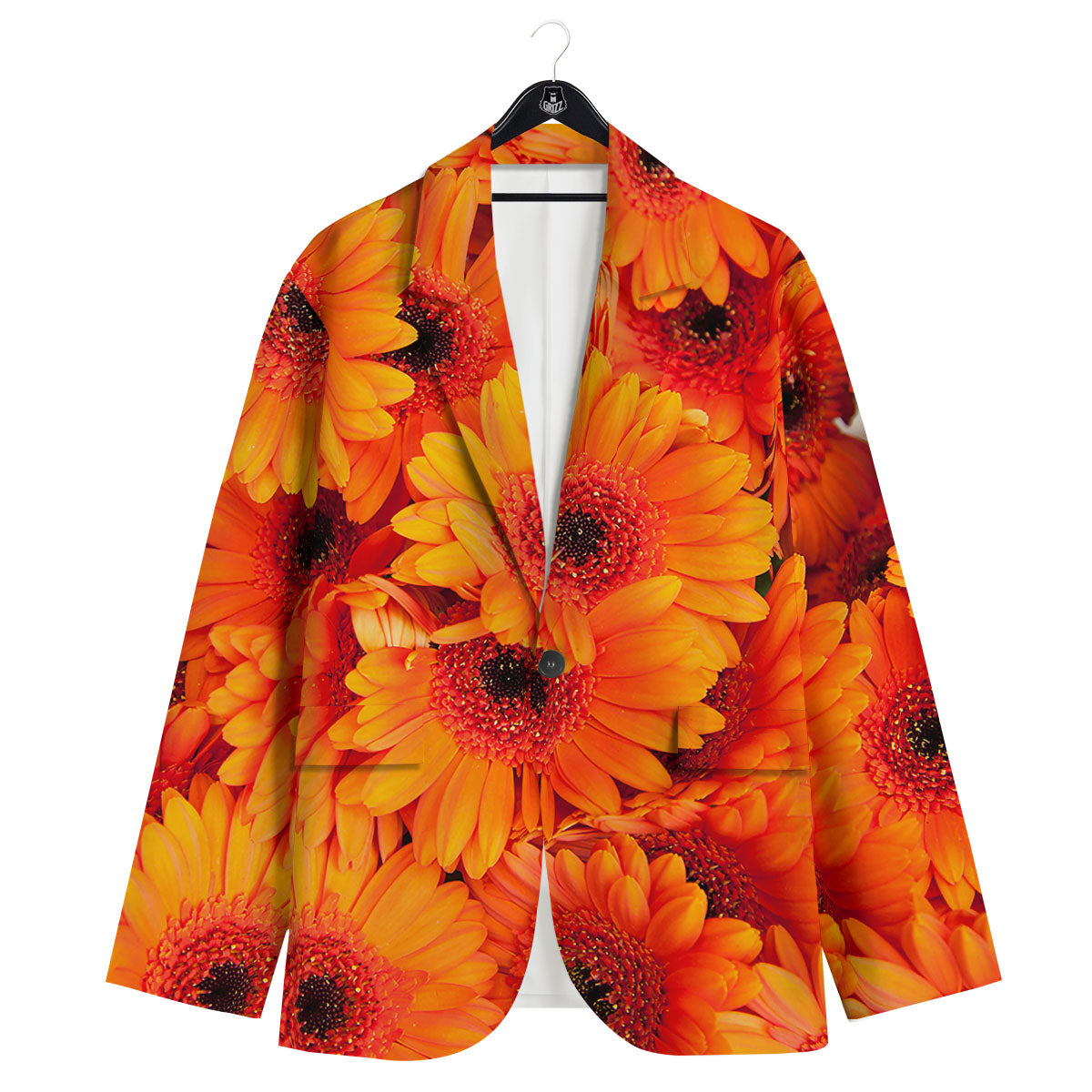 Daisy Orange Flower Print Men's Sport Coat-grizzshop