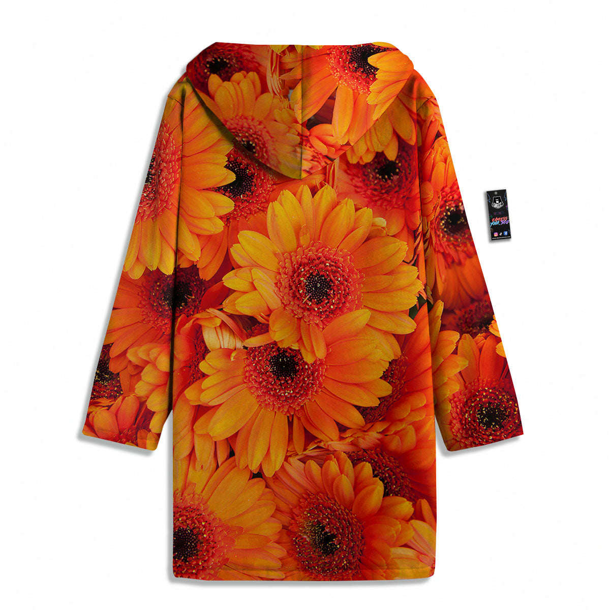 Daisy Orange Flower Print Men's Windbreaker Jacket-grizzshop
