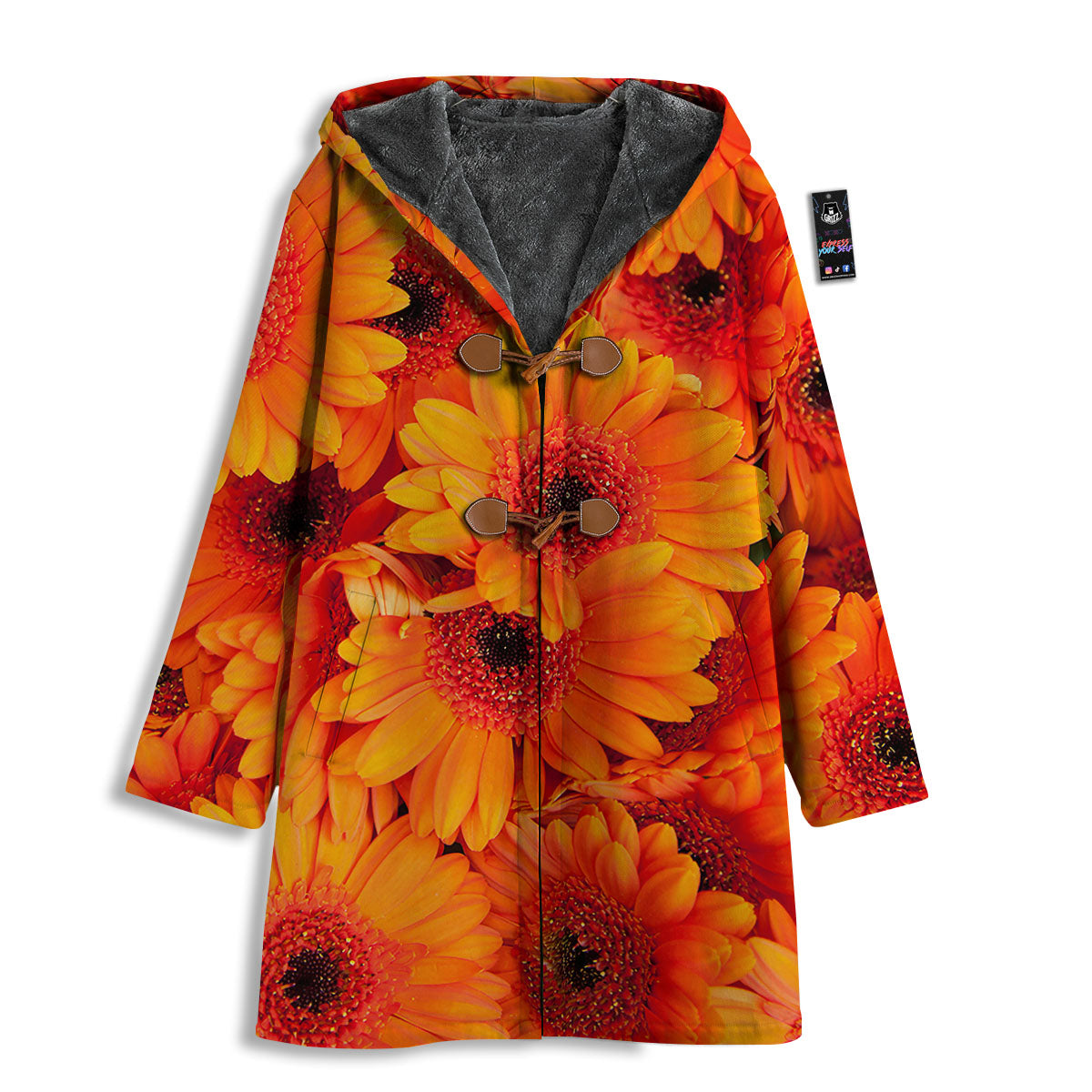 Daisy Orange Flower Print Men's Windbreaker Jacket-grizzshop