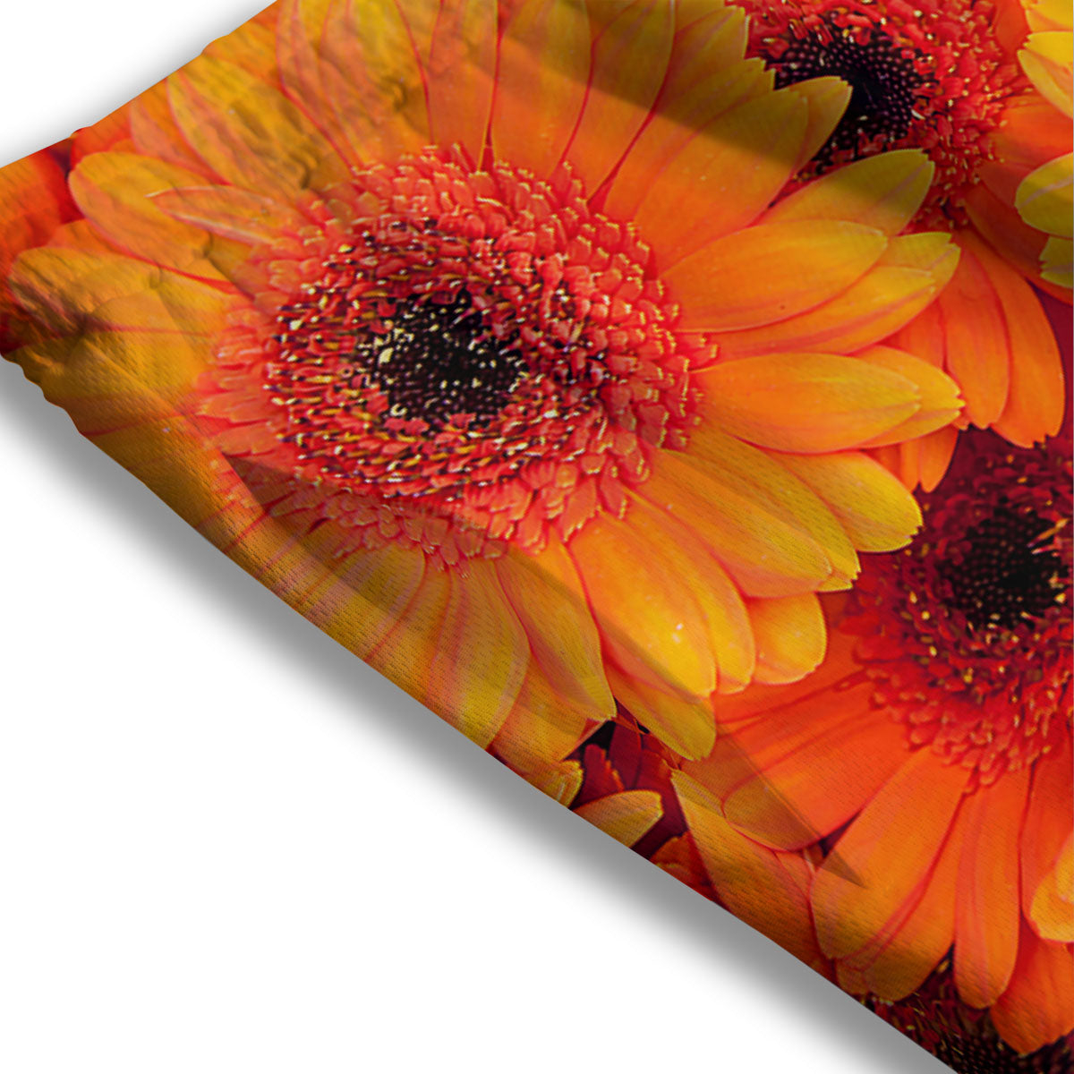 Daisy Orange Flower Print Mesh Shorts