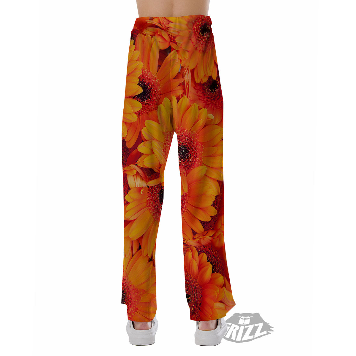 Daisy Orange Flower Print Pajama Pants-grizzshop