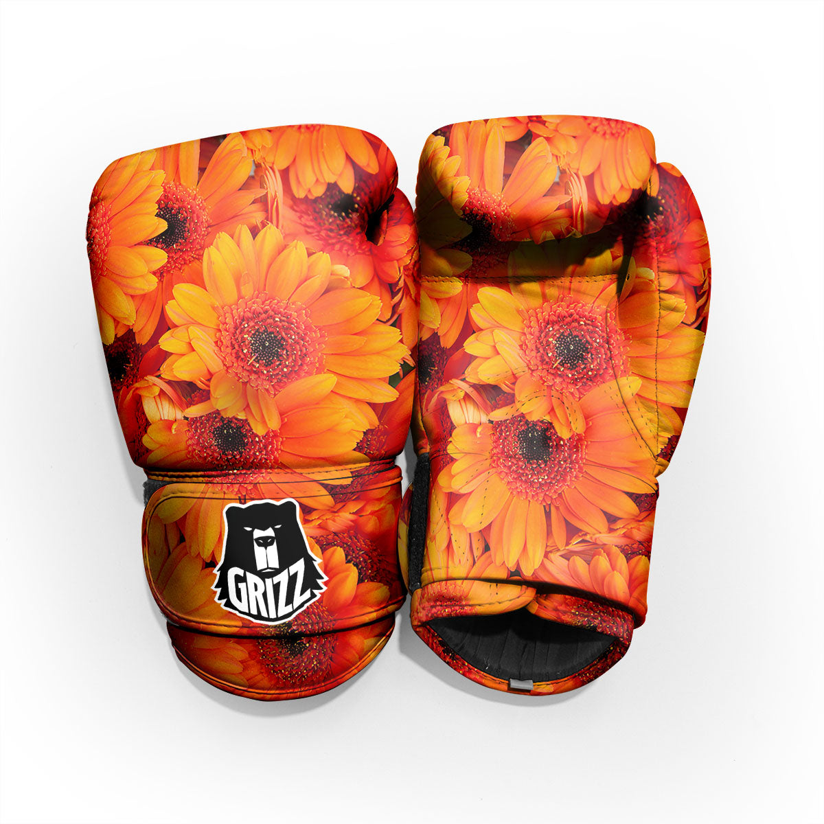 Daisy Orange Flower Print Pro Boxing Glove