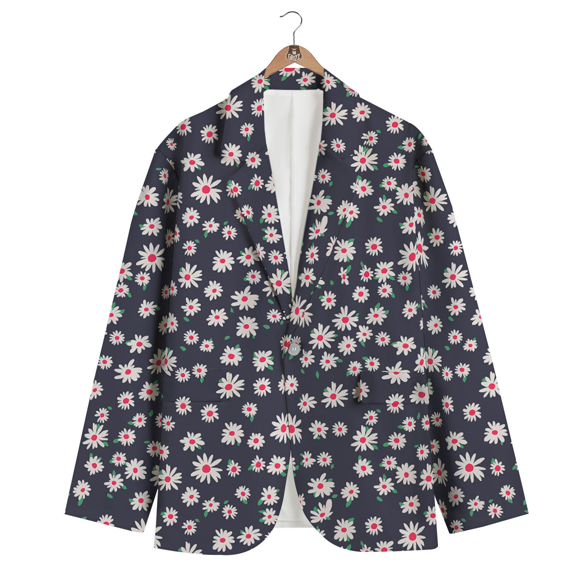 Daisy Pattern Print Men's Blazer-grizzshop