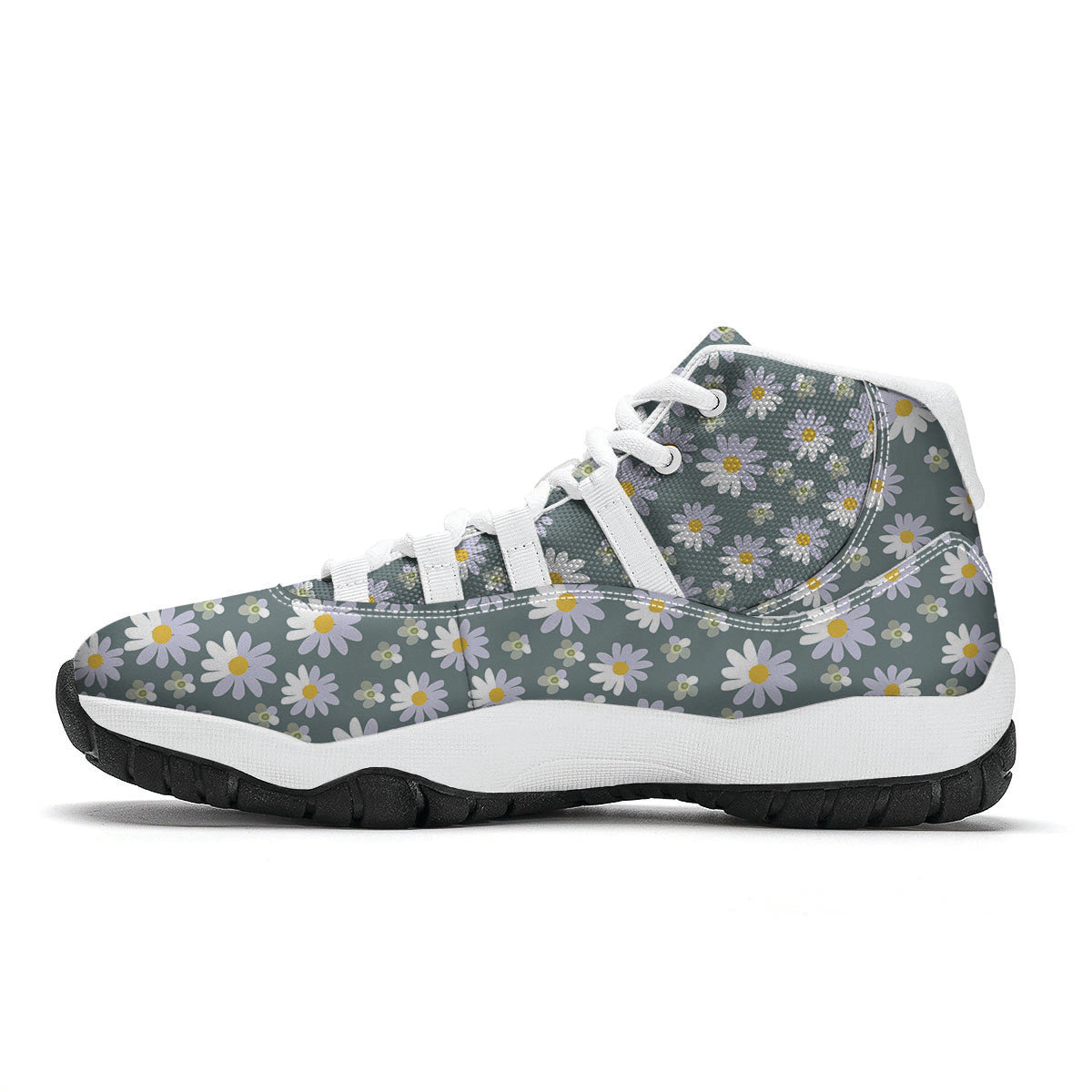 Daisy Print White Bball Shoes-grizzshop