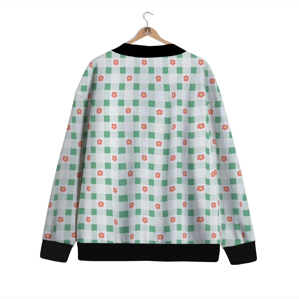 Daisy Tartan Green Print Pattern Cardigan-grizzshop