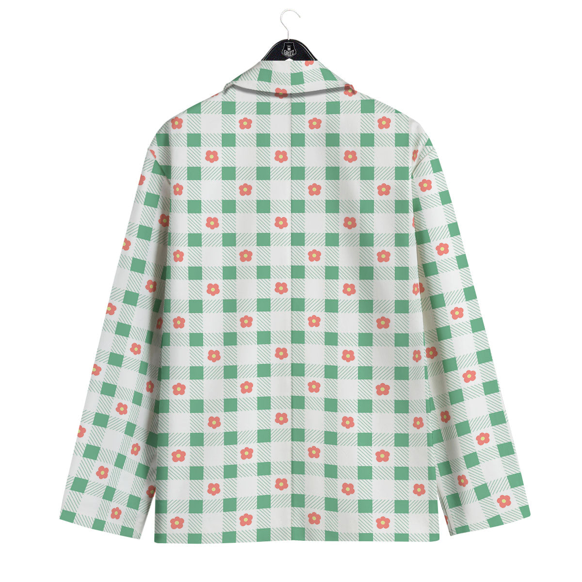 Daisy Tartan Green Print Pattern Men's Sport Coat-grizzshop