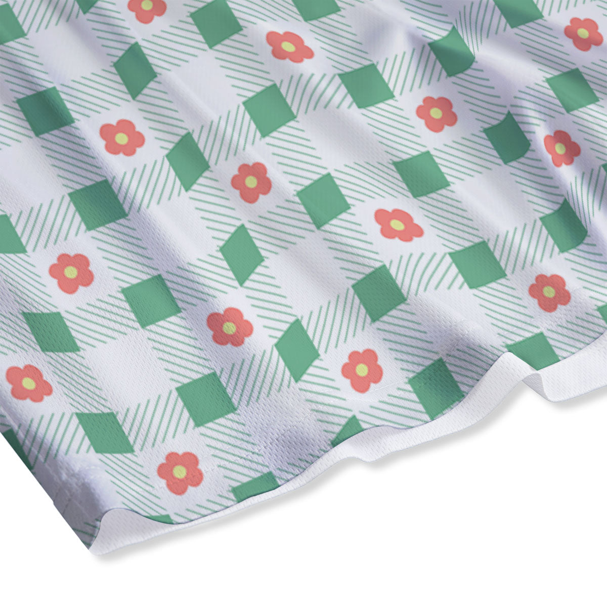 Daisy Tartan Green Print Pattern Mesh Shorts