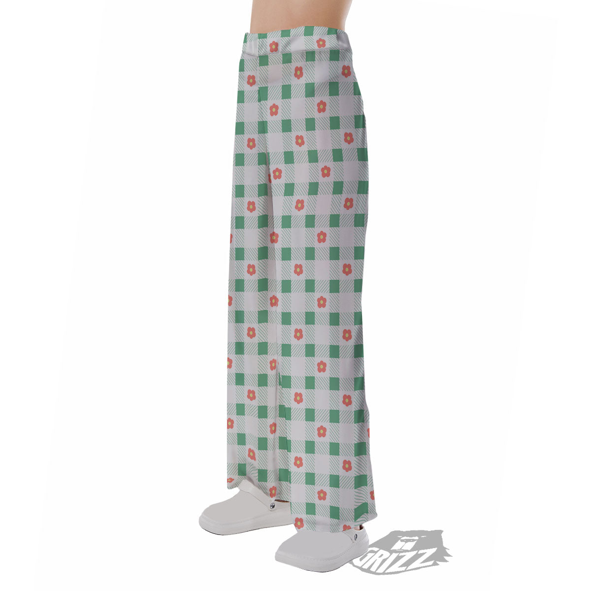 Daisy Tartan Green Print Pattern Pajama Pants-grizzshop