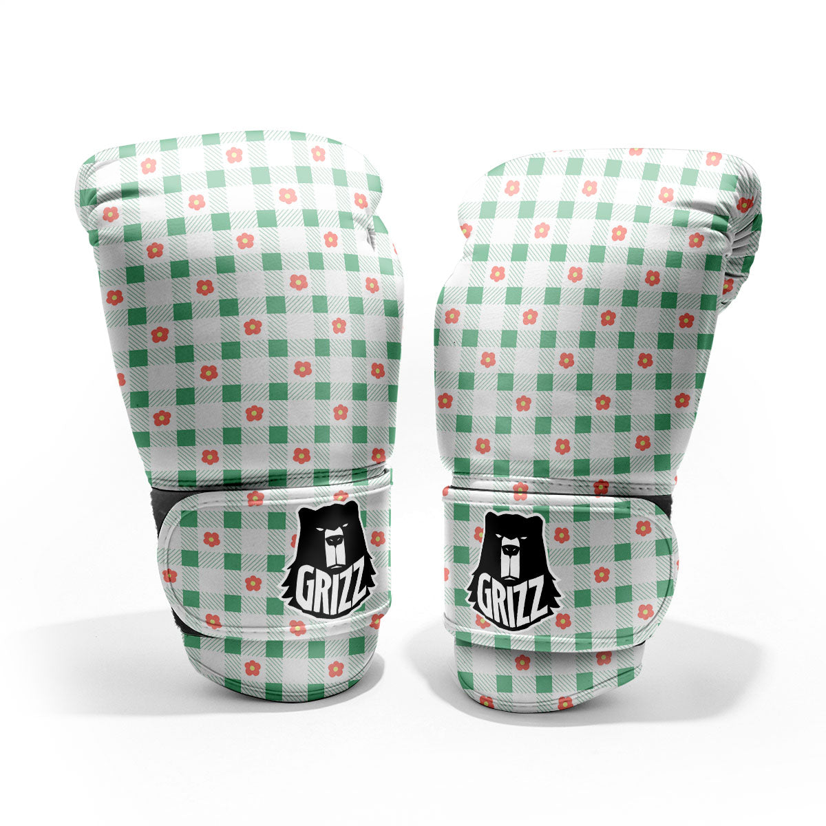 Daisy Tartan Green Print Pattern Pro Boxing Glove