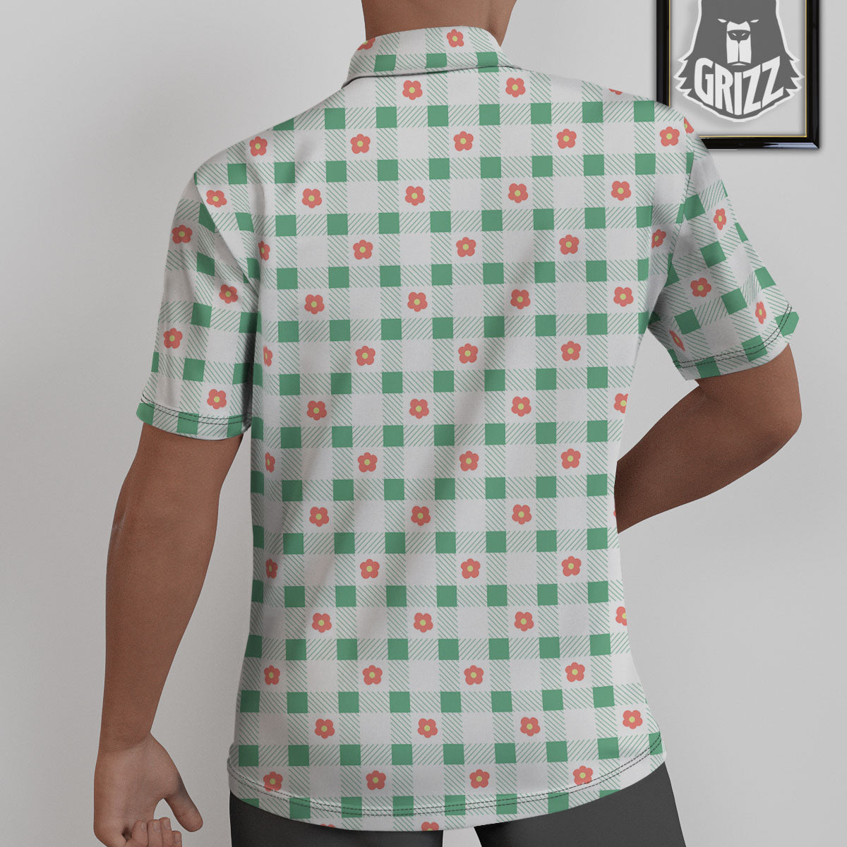 Daisy Tartan Green Print Pattern Untucked Shirts-grizzshop