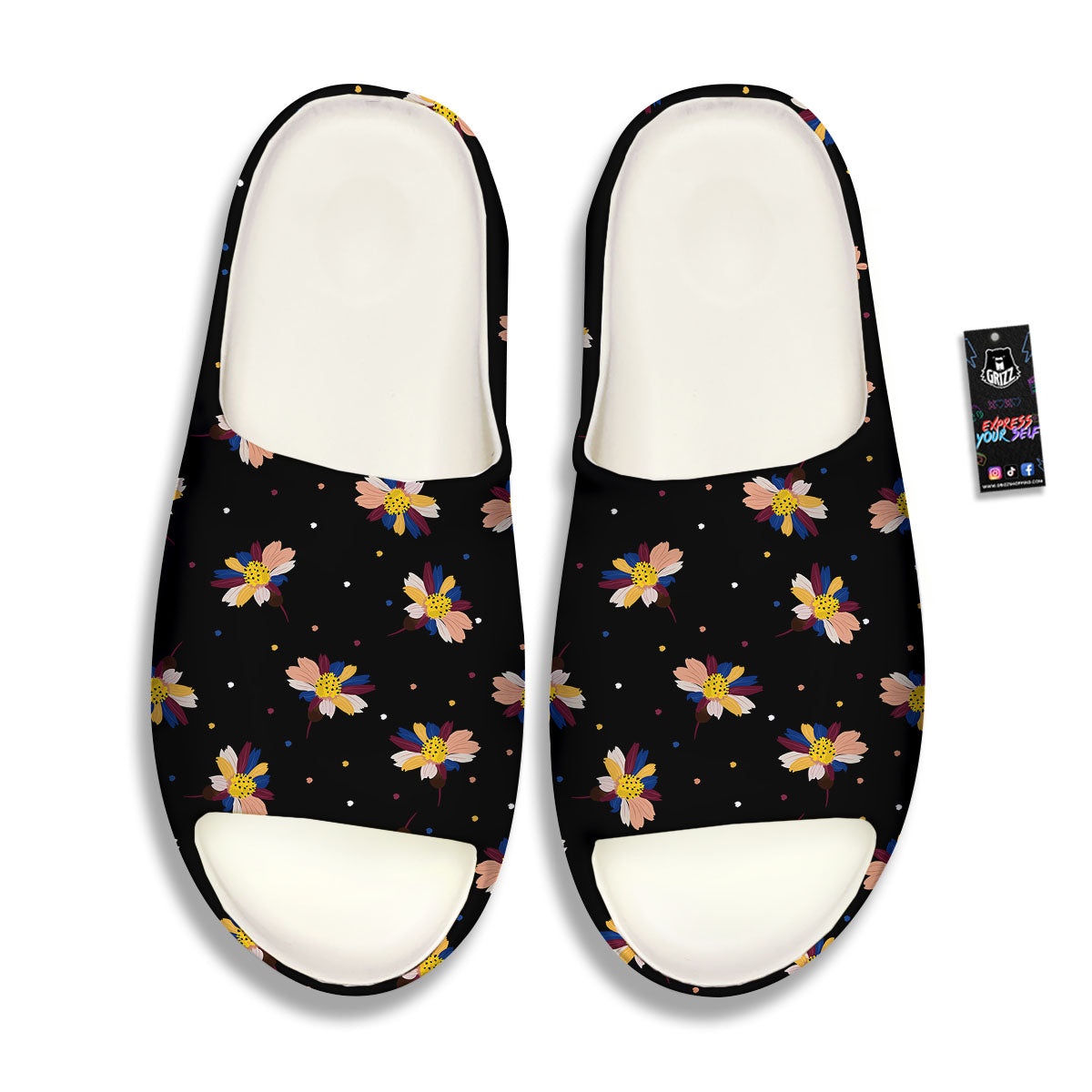 Daisy Floral Polka Dot Print Pattern Sandals-grizzshop