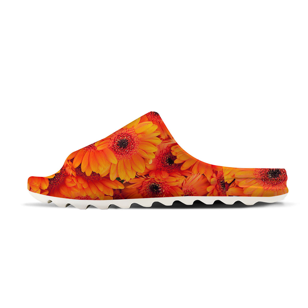 Daisy Orange Flower Print Sandals-grizzshop