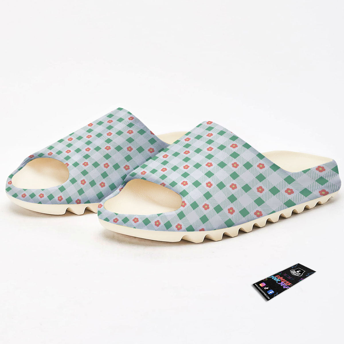 Daisy Tartan Green Print Pattern Sandals-grizzshop
