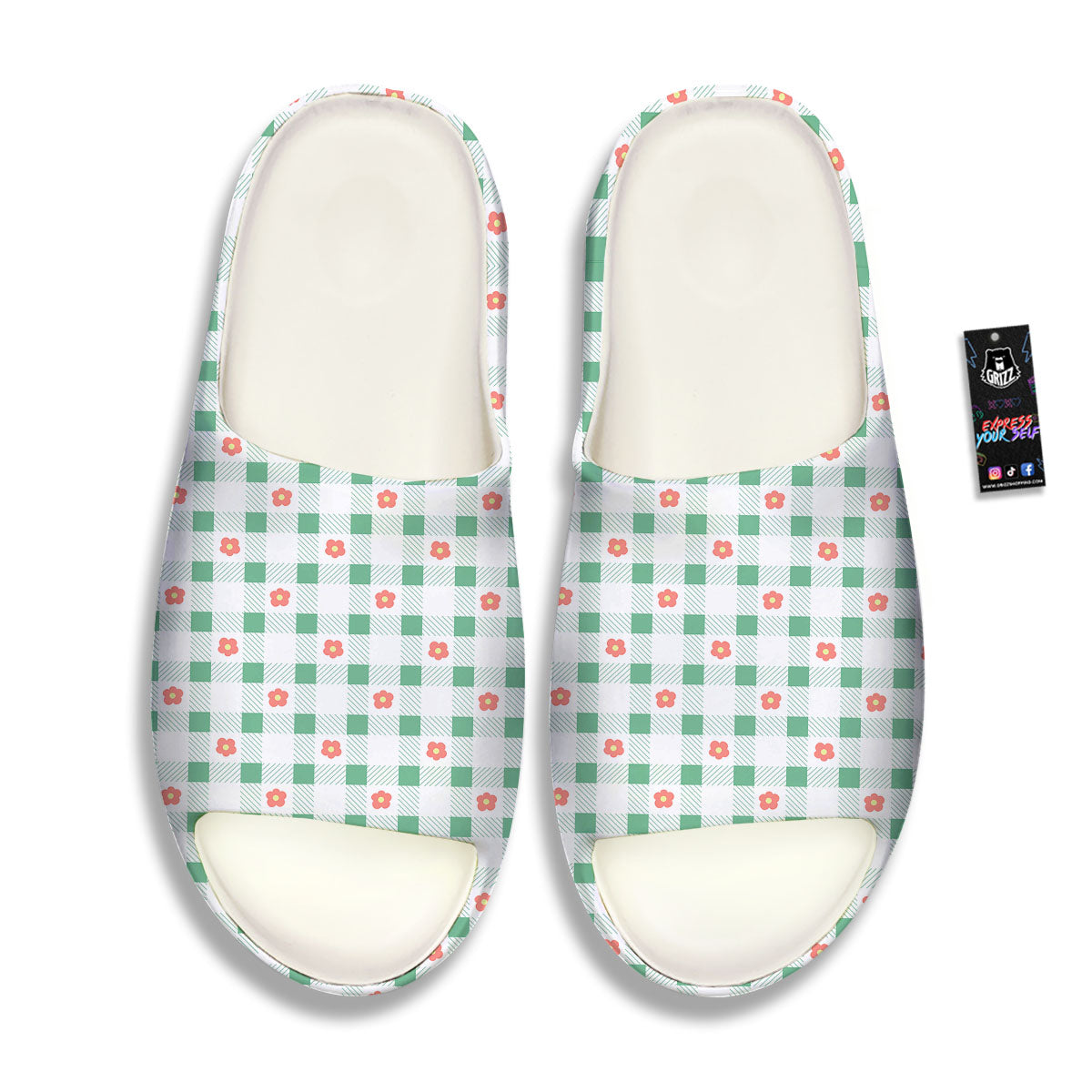 Daisy Tartan Green Print Pattern Sandals-grizzshop