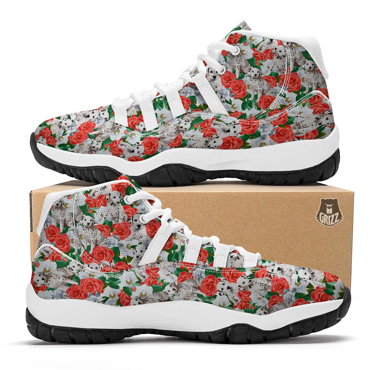 Dalmatian Dog Puppy Pattern Print White Bball Shoes-grizzshop