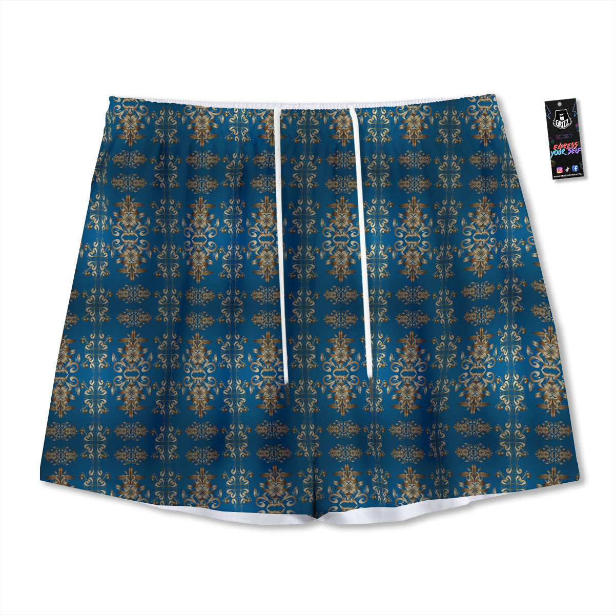 Electric Guitar Print Pattern Mesh Shorts