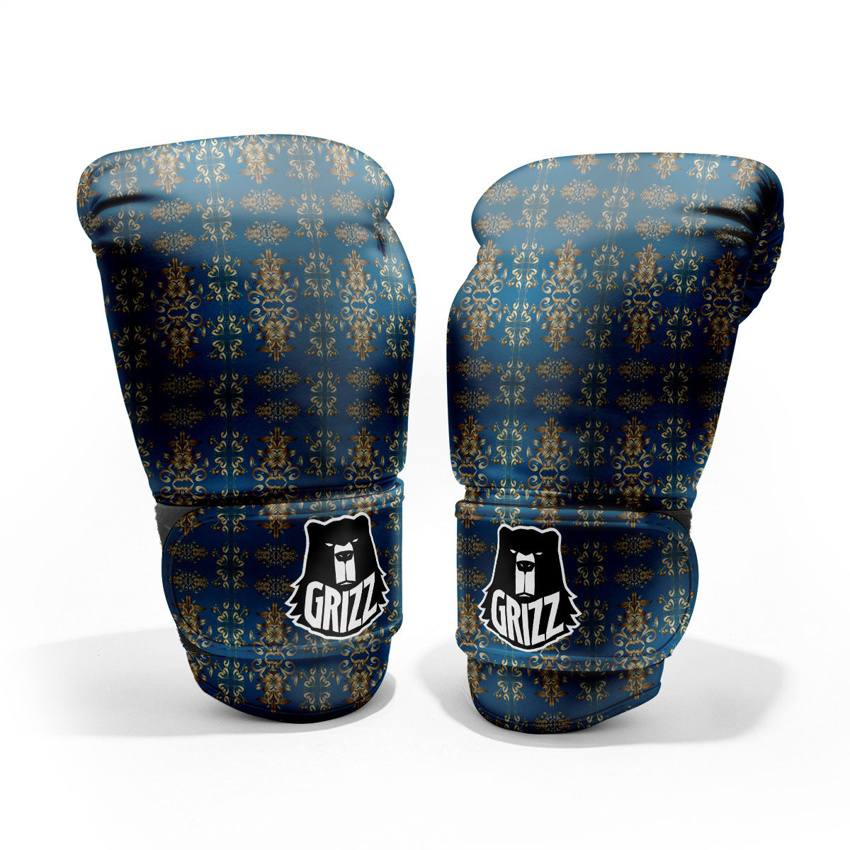 Damask Brown And Blue Print Pattern Pro Boxing Glove