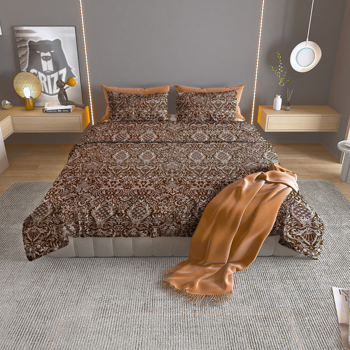 Elephant Spiritual Golden Print Duvet Cover Bedding Set