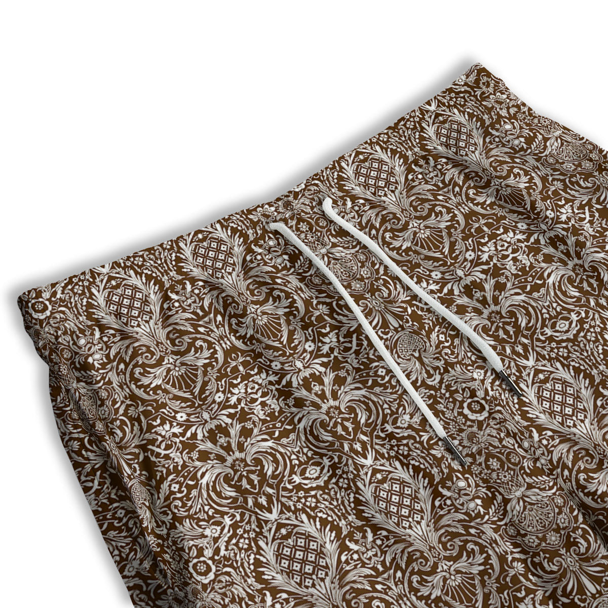 Damask Brown Print Pattern Men's Athletic Shorts