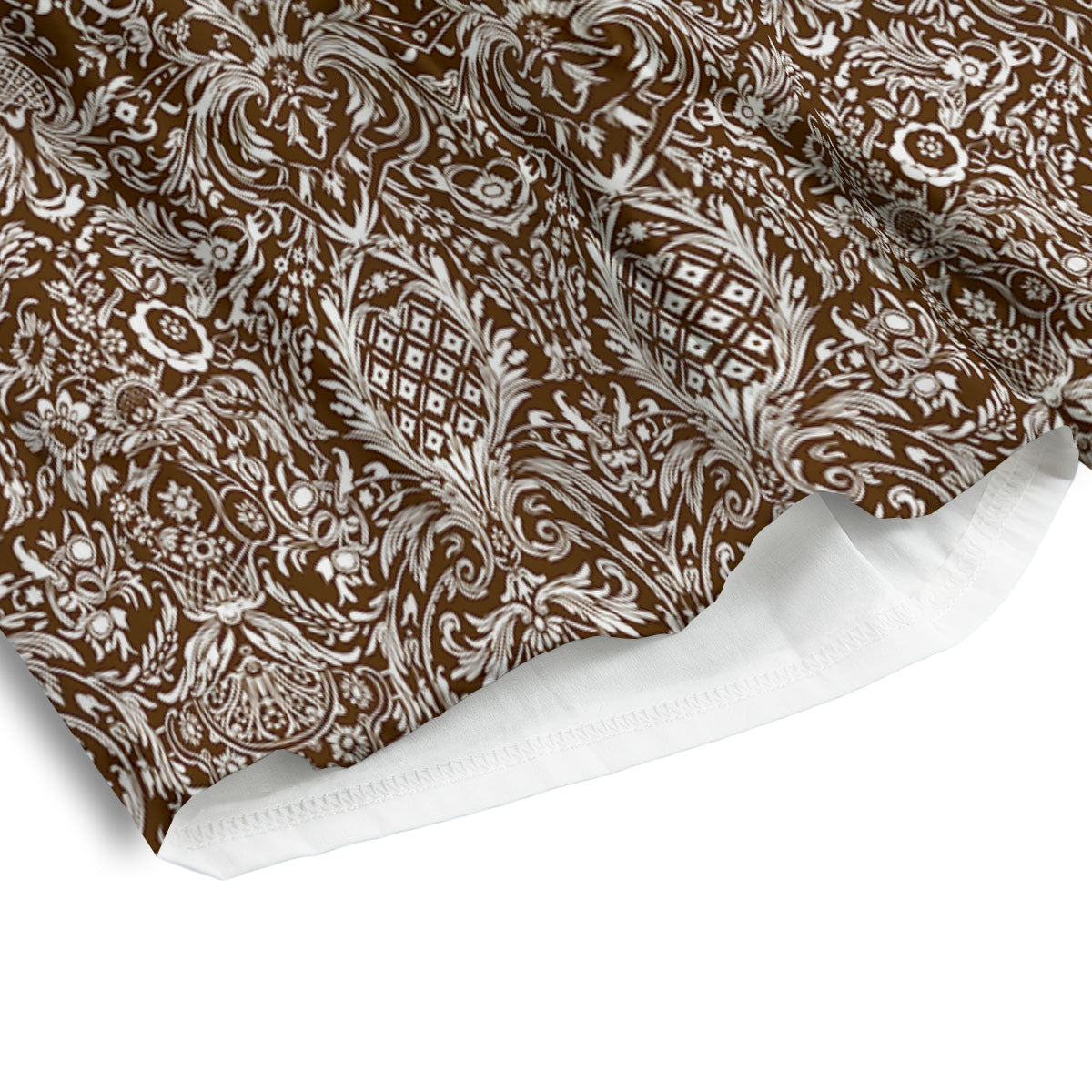 Damask Brown Print Pattern Men's Athletic Shorts