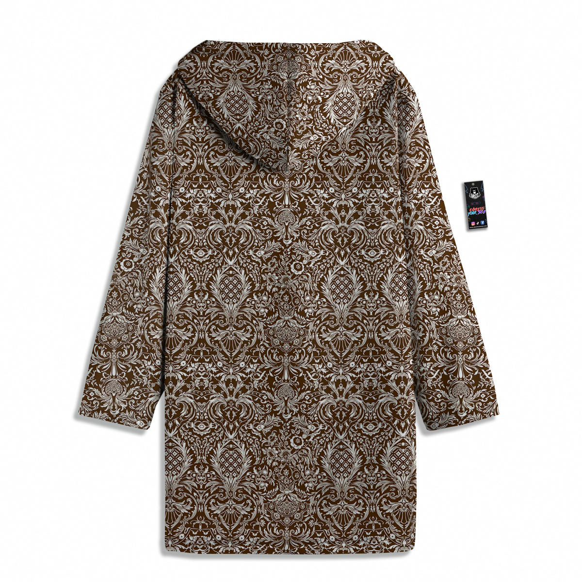 Damask Brown Print Pattern Men's Windbreaker Jacket-grizzshop