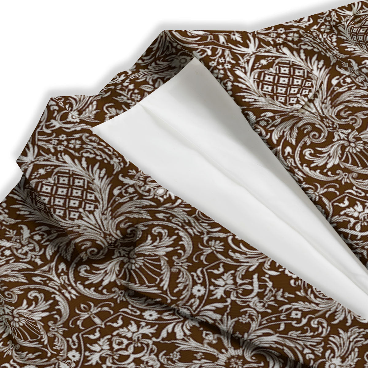 Damask Brown Print Pattern Women's Blazer-grizzshop