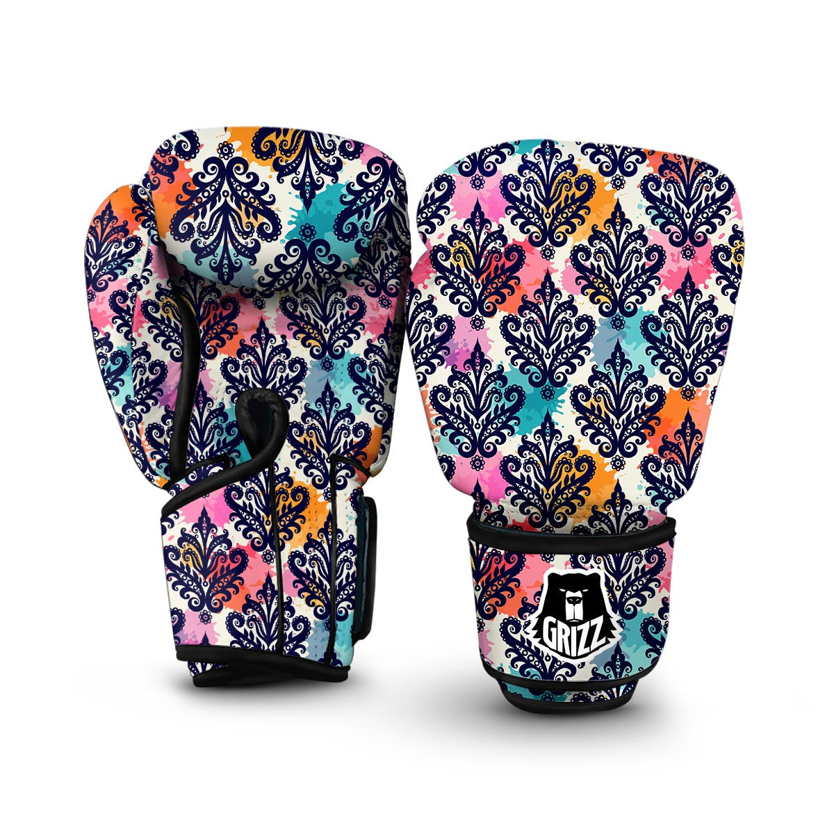 Damask Colorful Pattern Print Boxing Gloves-grizzshop