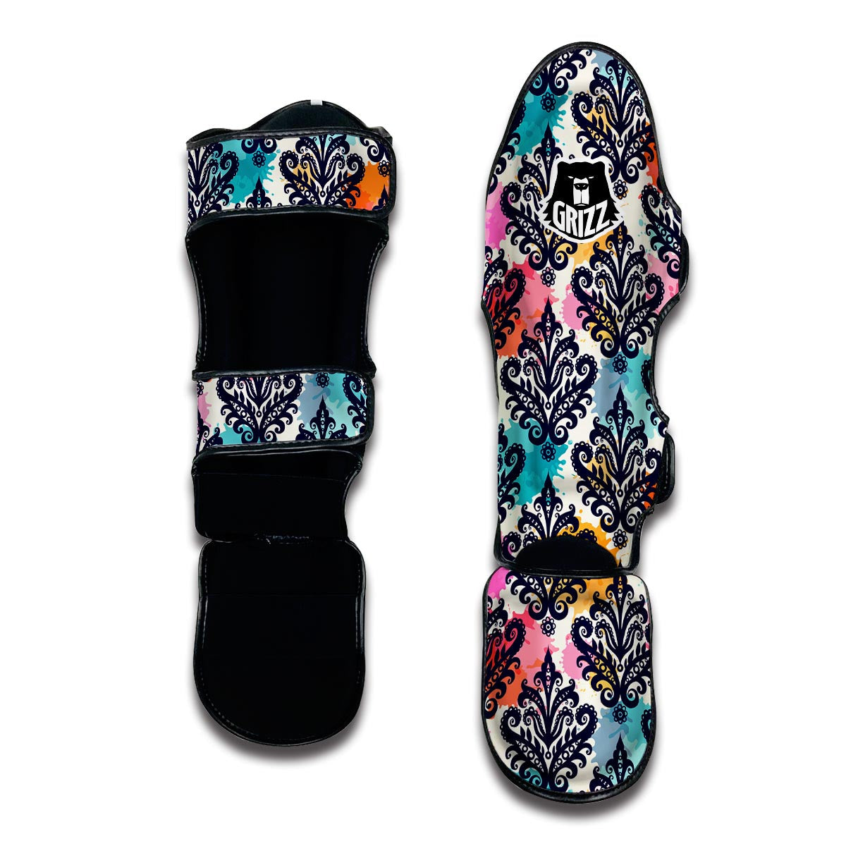 Damask Colorful Pattern Print Muay Thai Shin Guards-grizzshop