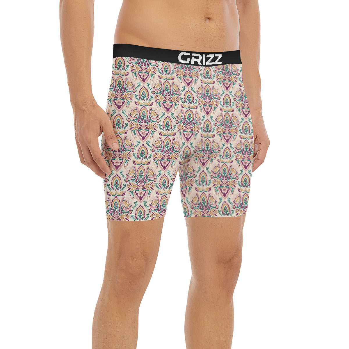 Damask Colorful Print Pattern Boxer Briefs-grizzshop