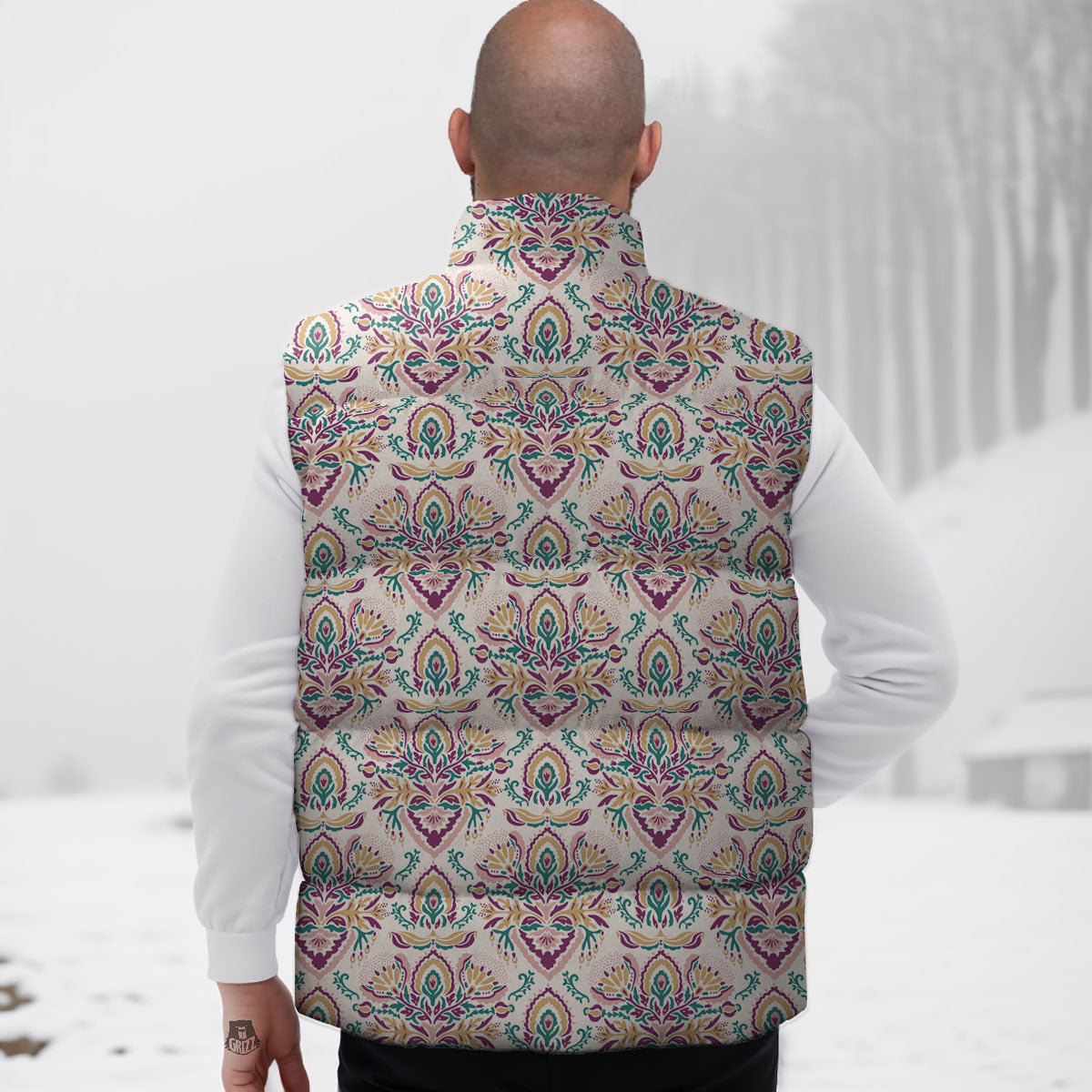 Damask Colorful Print Pattern Down Vest