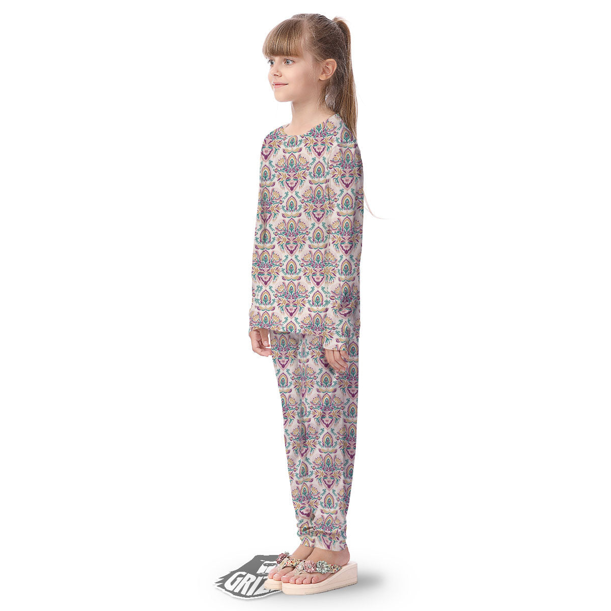 Damask Colorful Print Pattern Kid's Pajamas-grizzshop