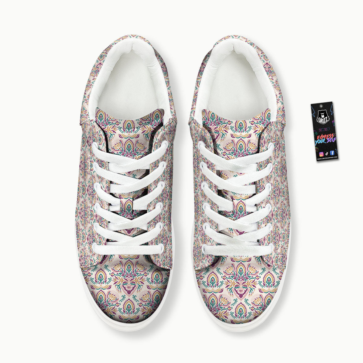 Damask Colorful Print Pattern Platform Shoes-grizzshop