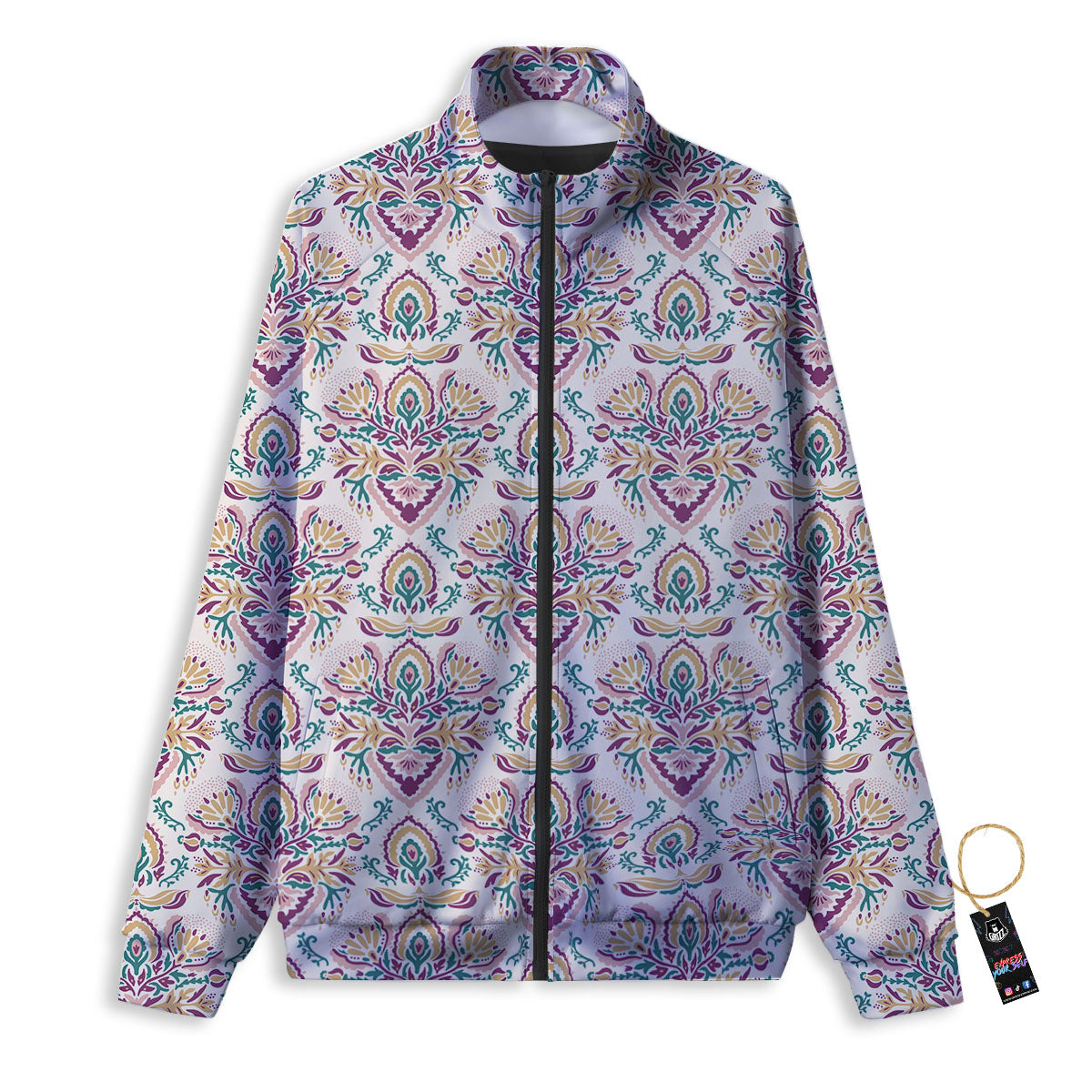 Damask Colorful Print Pattern Track Jacket-grizzshop