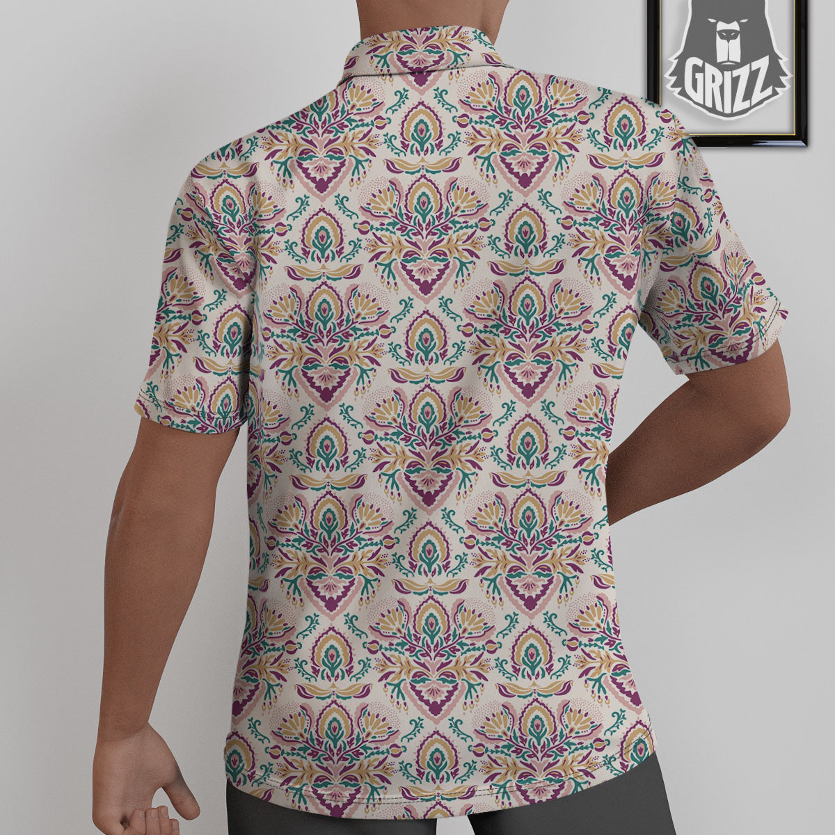 Damask Colorful Print Pattern Untucked Shirts-grizzshop