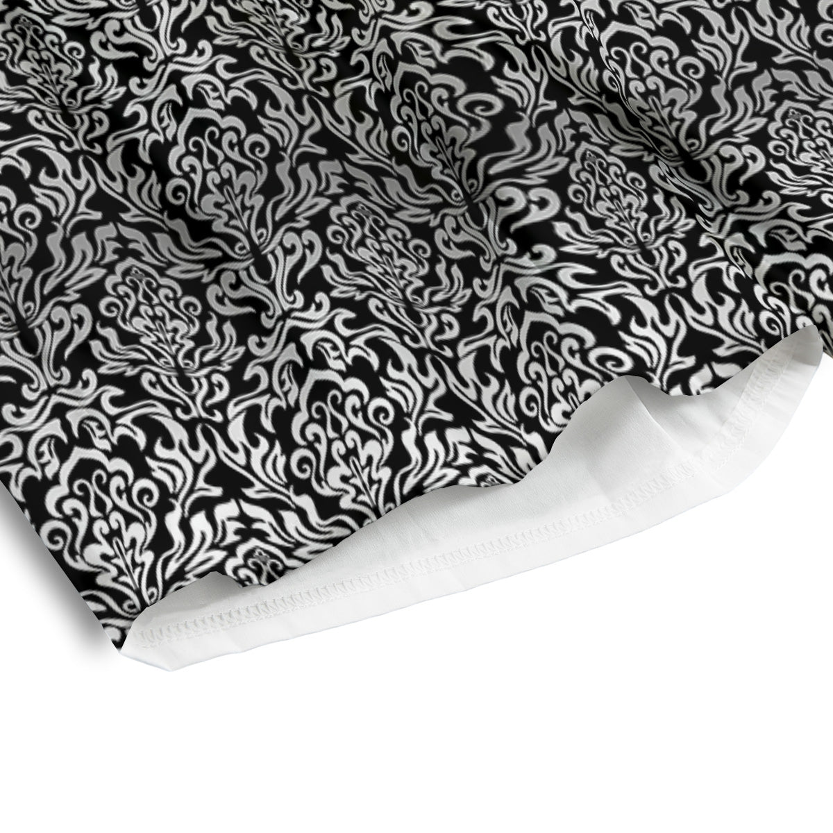 Damask Floral Black Western Print Men's Athletic Shorts